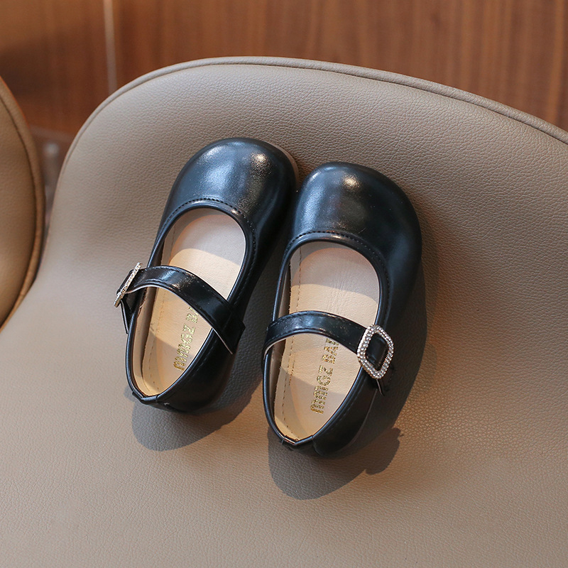 Cipele za princezu za djevojčice, gornji dio PU koža, potplat TPR, kopčanje na Velcro, jednobojni dizajn, za uzrast 1–12 godina