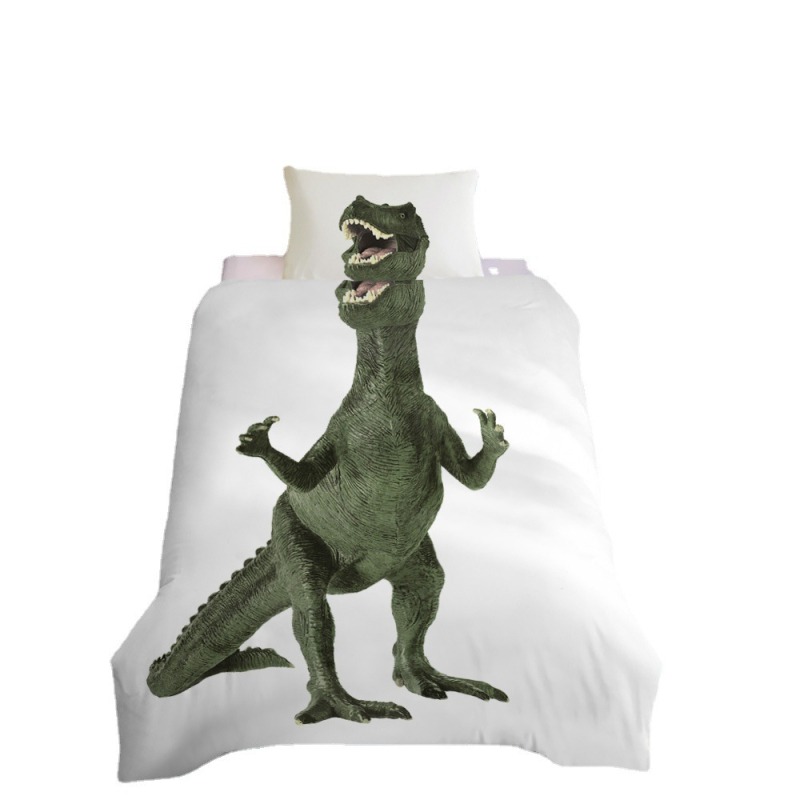 Set de pat pentru copii, trei piese, cu imprimeu digital urs astronaut, imprimare reactivă, țesătură periată, personalizabil