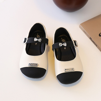 Pantofi de copii din piele pentru fete, stil Prințesă, închidere Velcro, partea Super Fiber, talpă din cauciuc, pentru copii 4–6 ani, primăvară