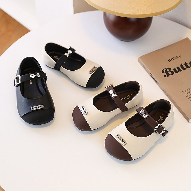 Pantofi de copii din piele pentru fete, stil Prințesă, închidere Velcro, partea Super Fiber, talpă din cauciuc, pentru copii 4–6 ani, primăvară