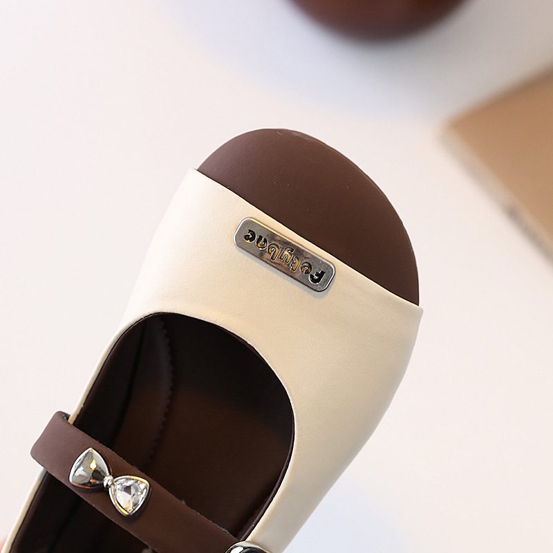 Pantofi de copii din piele pentru fete, stil Prințesă, închidere Velcro, partea Super Fiber, talpă din cauciuc, pentru copii 4–6 ani, primăvară