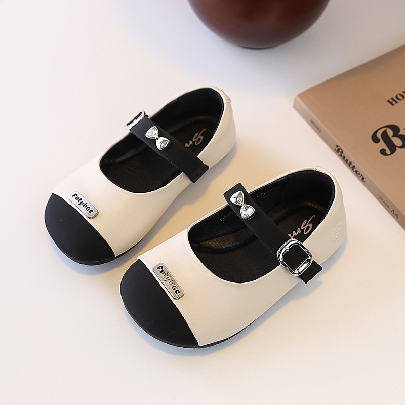 Pantofi de copii din piele pentru fete, stil Prințesă, închidere Velcro, partea Super Fiber, talpă din cauciuc, pentru copii 4–6 ani, primăvară