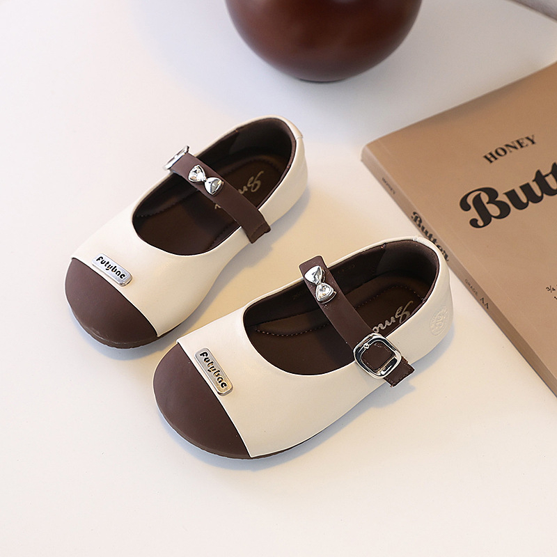 Pantofi de copii din piele pentru fete, stil Prințesă, închidere Velcro, partea Super Fiber, talpă din cauciuc, pentru copii 4–6 ani, primăvară