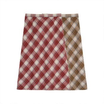 Dámska sukňa s vysokým pásom, káro vzorom, strednej dĺžky, polyester, jar 2025