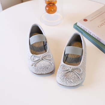 Pantofi Mary Jane pentru fete, cu nod de fluture și strasuri, curea cu un singur braț, din piele sintetică, talpă din cauciuc