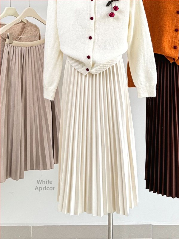 Πλισέ φούστα μακριά, πολυεστέρας, μικροελαστικότητα, λογοτεχνικό ρετρό στυλ