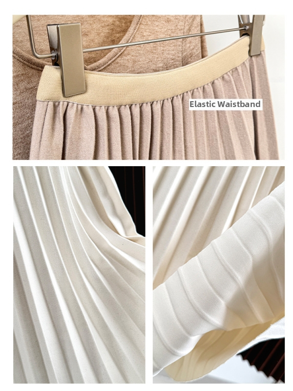 Πλισέ φούστα μακριά, πολυεστέρας, μικροελαστικότητα, λογοτεχνικό ρετρό στυλ