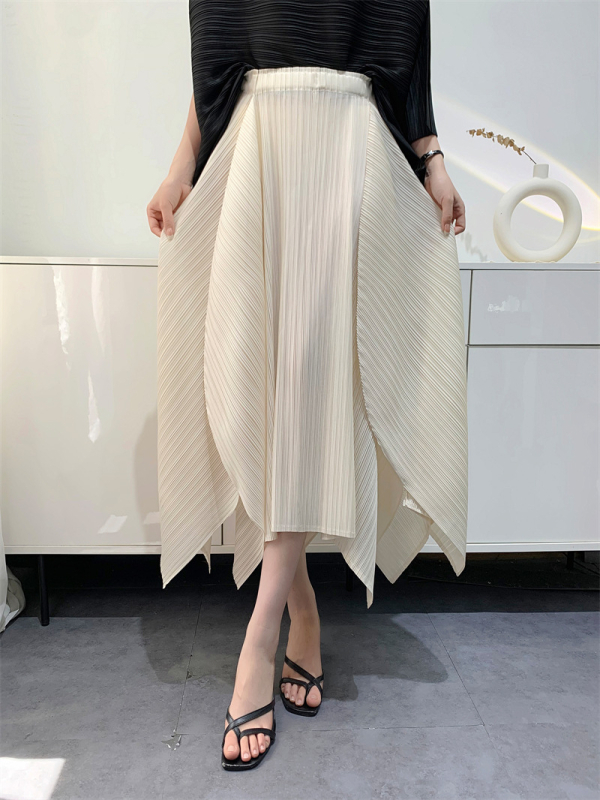 Πλισέ φούστα μίντι - Αστικό στυλ, Υψηλή ελαστικότητα, 95% πολυεστέρας, Φθινόπωρο 2024