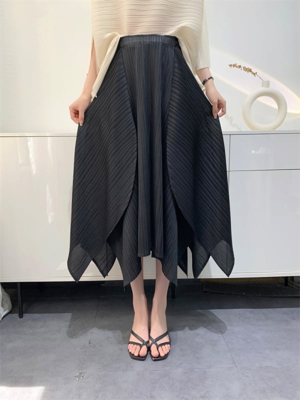 Πλισέ φούστα μίντι - Αστικό στυλ, Υψηλή ελαστικότητα, 95% πολυεστέρας, Φθινόπωρο 2024