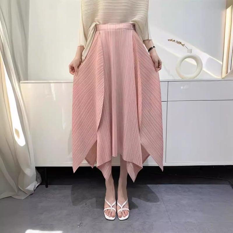 Πλισέ φούστα μίντι - Αστικό στυλ, Υψηλή ελαστικότητα, 95% πολυεστέρας, Φθινόπωρο 2024