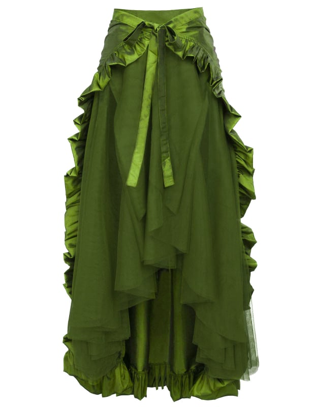 Ασύμμετρη μίντι φούστα, στερεό μοτίβο, λογοτεχνικό ρετρό στυλ, 80–90% πολυεστέρας, μικροελαστικότητα