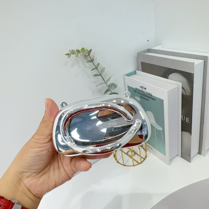 Geantă mini din acrilic, formă de cochilie, închidere magnetică, buzunar pentru telefon, stil urban simplu