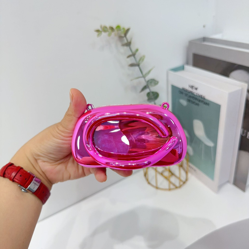 Geantă mini din acrilic, formă de cochilie, închidere magnetică, buzunar pentru telefon, stil urban simplu