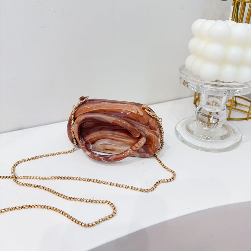 Geantă mini din acrilic, formă de cochilie, închidere magnetică, buzunar pentru telefon, stil urban simplu