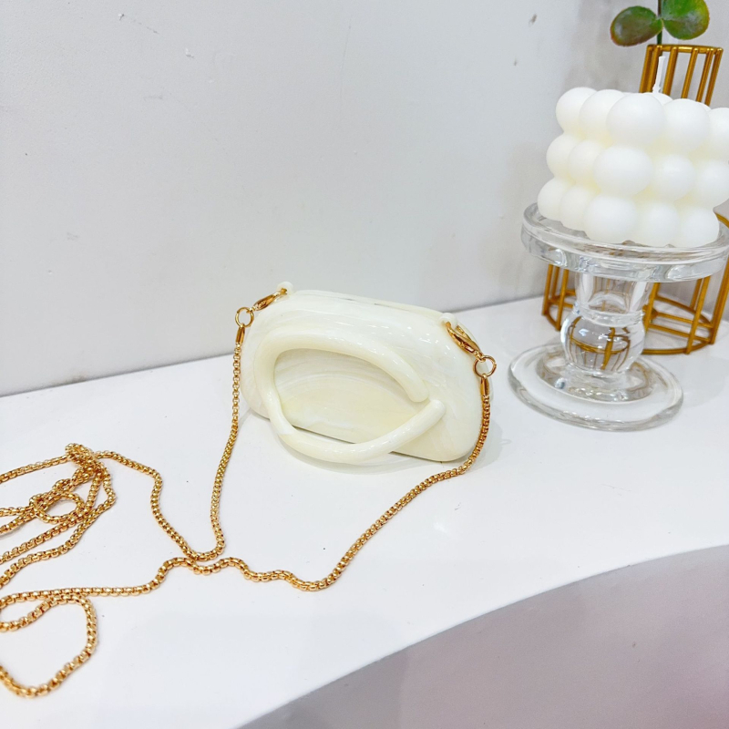 Geantă mini din acrilic, formă de cochilie, închidere magnetică, buzunar pentru telefon, stil urban simplu