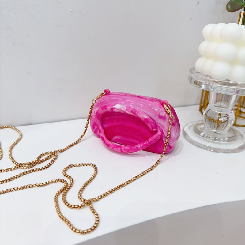 Geantă mini din acrilic, formă de cochilie, închidere magnetică, buzunar pentru telefon, stil urban simplu