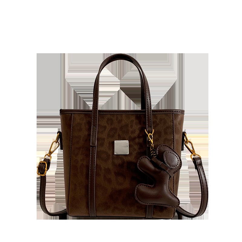 Ženska bucket torba s leopard uzorkom, PU koža, crossbody, zatvarač, zima 2025