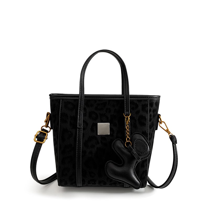 Ženska bucket torba s leopard uzorkom, PU koža, crossbody, zatvarač, zima 2025