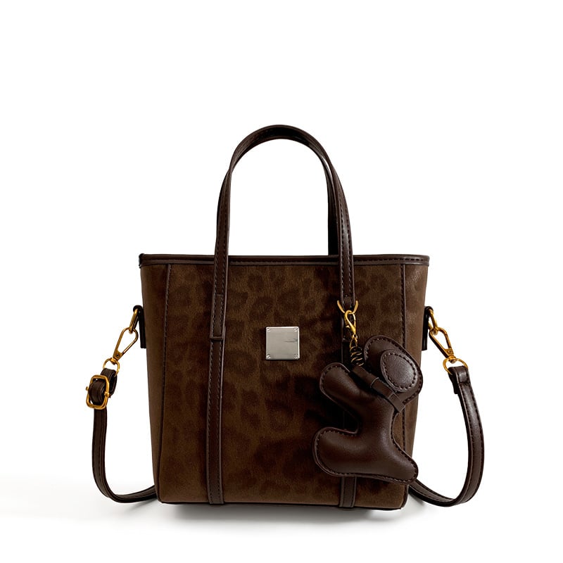 Ženska bucket torba s leopard uzorkom, PU koža, crossbody, zatvarač, zima 2025