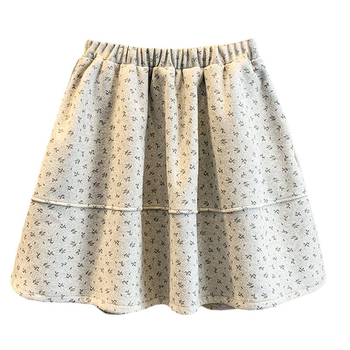 Sukňa typu A, strednej dĺžky s kvetinovým vzorom, bavlna s nylonovým obsahom, trojrozmerný strih