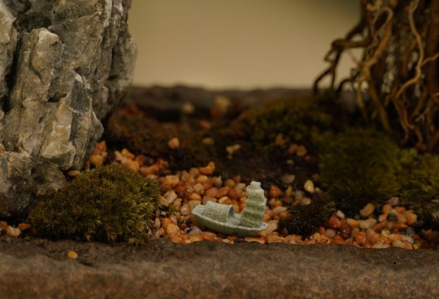 Barcă miniaturală pentru decor de micro-peisaj – Piatră nisipoasă, Plastic/Rezina, Categorie: Micro-peisaj, Stil: Chinezesc, Brand: Little humble craftsman