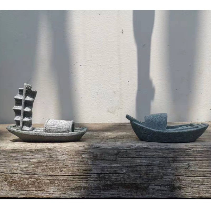Barcă miniaturală pentru decor de micro-peisaj – Piatră nisipoasă, Plastic/Rezina, Categorie: Micro-peisaj, Stil: Chinezesc, Brand: Little humble craftsman