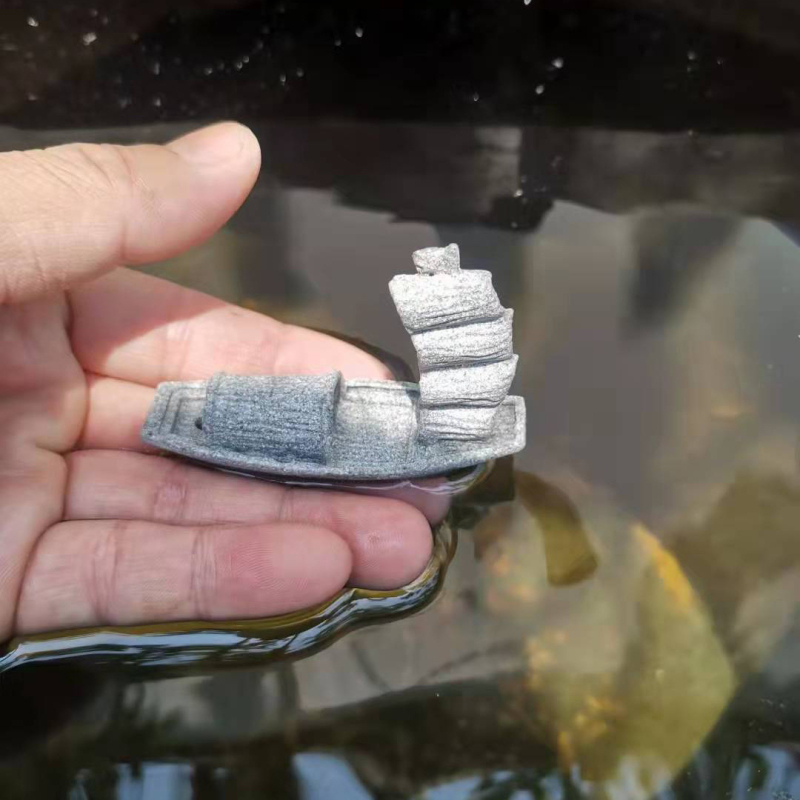 Barcă miniaturală pentru decor de micro-peisaj – Piatră nisipoasă, Plastic/Rezina, Categorie: Micro-peisaj, Stil: Chinezesc, Brand: Little humble craftsman