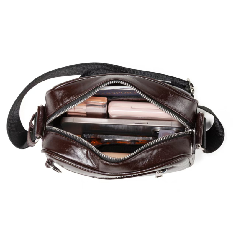 PU kožna torbica za fotoaparat, crossbody, horizontalno kvadratnog oblika, zatvarač, unutarnje pretince: skriveni džep sa zatvaračem, džep za telefon, džep za dokumente, poliester podstava, stil studentskog kampusa