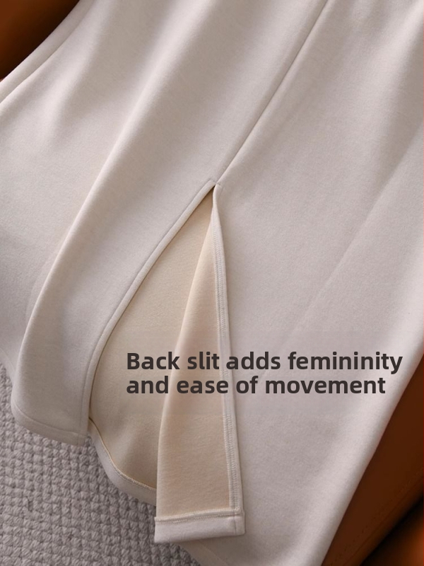 Φούστα ίσια με ψηλή ζώνη, midi μήκος, κασμίρι-πολυεστέρα ανάμειξη, μικροελαστικότητα, μονόχρωμο σχέδιο