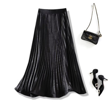 Φούστα με πιέτες μακριά, 3D μοτίβο, Mercerized πολυεστέρας, 95% πολυεστέρας, κομψό επαγγελματικό στυλ