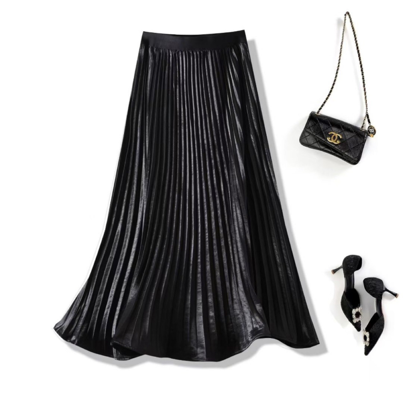 Φούστα με πιέτες μακριά, 3D μοτίβο, Mercerized πολυεστέρας, 95% πολυεστέρας, κομψό επαγγελματικό στυλ