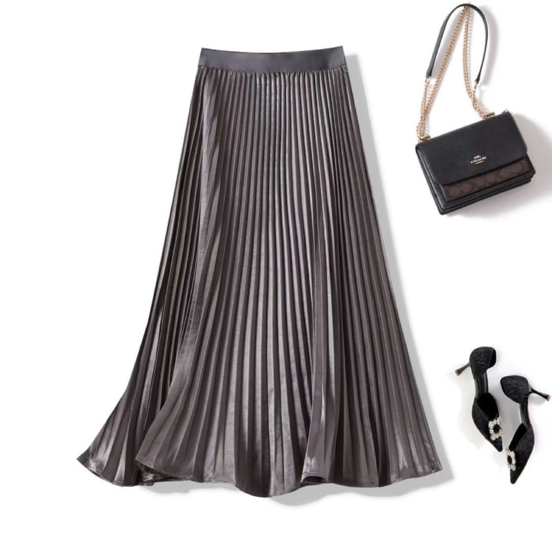 Φούστα με πιέτες μακριά, 3D μοτίβο, Mercerized πολυεστέρας, 95% πολυεστέρας, κομψό επαγγελματικό στυλ