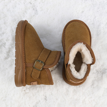 Cizme de zăpadă pentru copii, stil desen animat, exterior din piele sintetică, impermeabile, guler pufos, talpă groasă