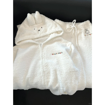 Női pizsama koreai stílusban, 100% pamut, gallér, hosszú ujjú, hosszú nadrág