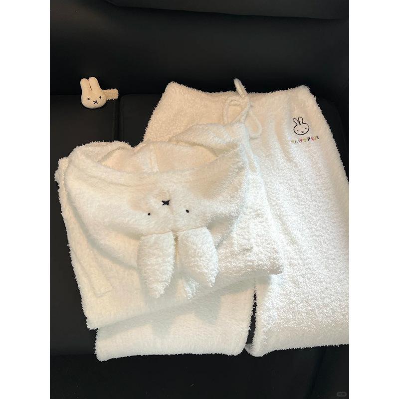 Női pizsama koreai stílusban, 100% pamut, gallér, hosszú ujjú, hosszú nadrág