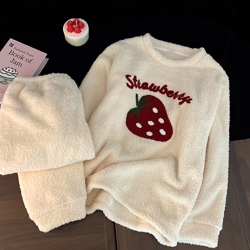 Női pizsama koreai stílusban, 100% pamut, gallér, hosszú ujjú, hosszú nadrág