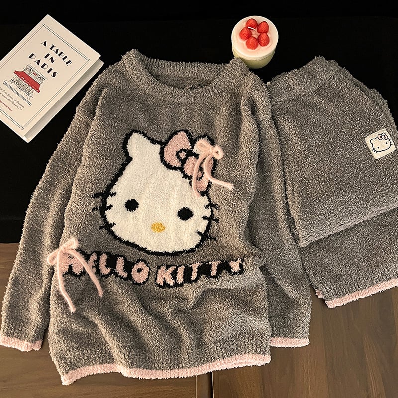 Női pizsama koreai stílusban, 100% pamut, gallér, hosszú ujjú, hosszú nadrág