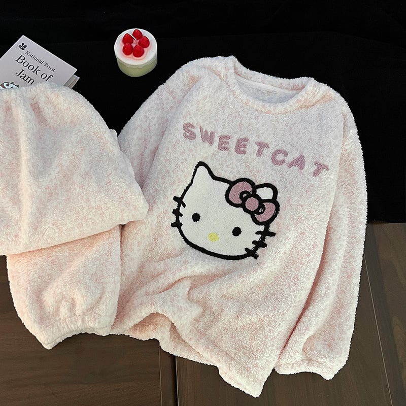 Női pizsama koreai stílusban, 100% pamut, gallér, hosszú ujjú, hosszú nadrág