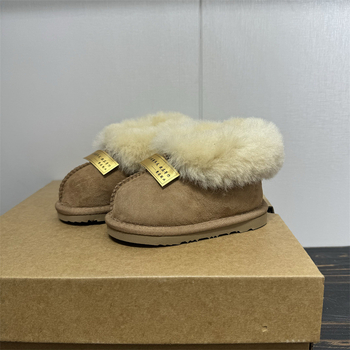 Unisex dječje gležnjače s krznom na gornjem dijelu i kožom koze, svakodnevni stil, za djecu 1–3 godine