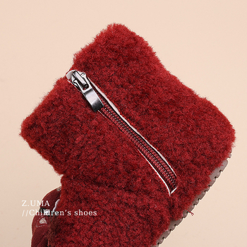 Ghete de iarnă pentru copii, broderie desen animat, partea superioară din bumbac, talpă din cauciuc antiderapant, înălțime medie, rezistente la frig