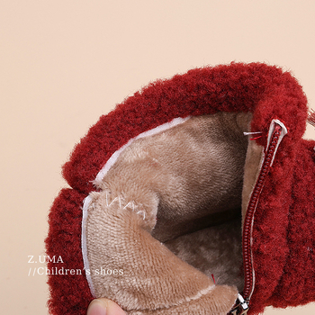 Ghete de iarnă pentru copii, broderie desen animat, partea superioară din bumbac, talpă din cauciuc antiderapant, înălțime medie, rezistente la frig