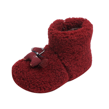 Ghete de iarnă pentru copii, broderie desen animat, partea superioară din bumbac, talpă din cauciuc antiderapant, înălțime medie, rezistente la frig