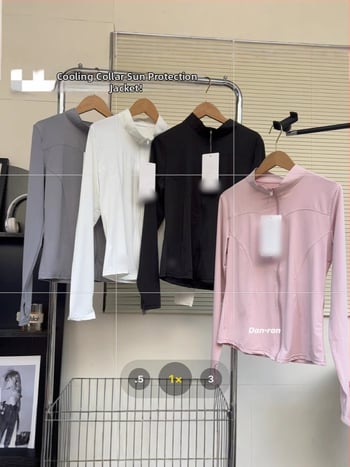 Дамско UV-защитно спортно горнище, смес регенирано целулозно влакно и спандекс, 80–90% съдържание на плат, дълги ръкави, пролет 2025