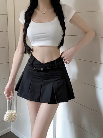 Μίνι φούστα τύπου A με smocking, κολλεγιακό στυλ, πολυεστέρας 90–95%