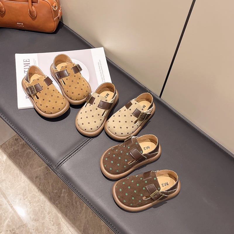Dječje cipele s točkama od PU, Slip-On s Velcro zatvaračem, niski gležanj, protuklizna podloga