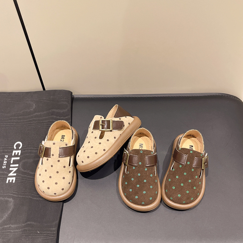 Dječje cipele s točkama od PU, Slip-On s Velcro zatvaračem, niski gležanj, protuklizna podloga