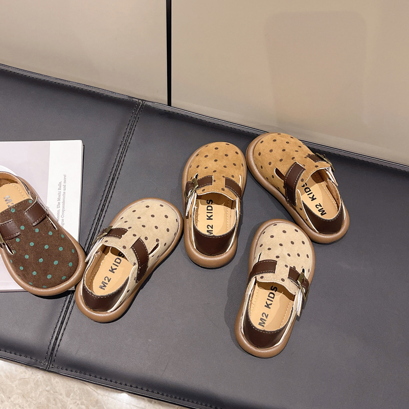 Dječje cipele s točkama od PU, Slip-On s Velcro zatvaračem, niski gležanj, protuklizna podloga