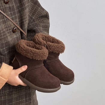 Gyerekeknek készült leopard mintás hócsizma fleece béléssel, velúr felsőrész tehénbőrből, gumírozott talppal, 4–16 éveseknek