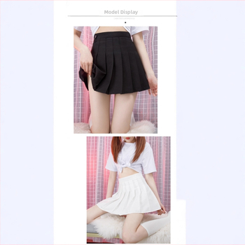 Φούστα με πλισέ, μονόχρωμο σχέδιο, κοντό μήκος, μειξή πολυεστέρα-βισκόζη, ύφασμα crepe, μάρκα Chenxin Chenyi