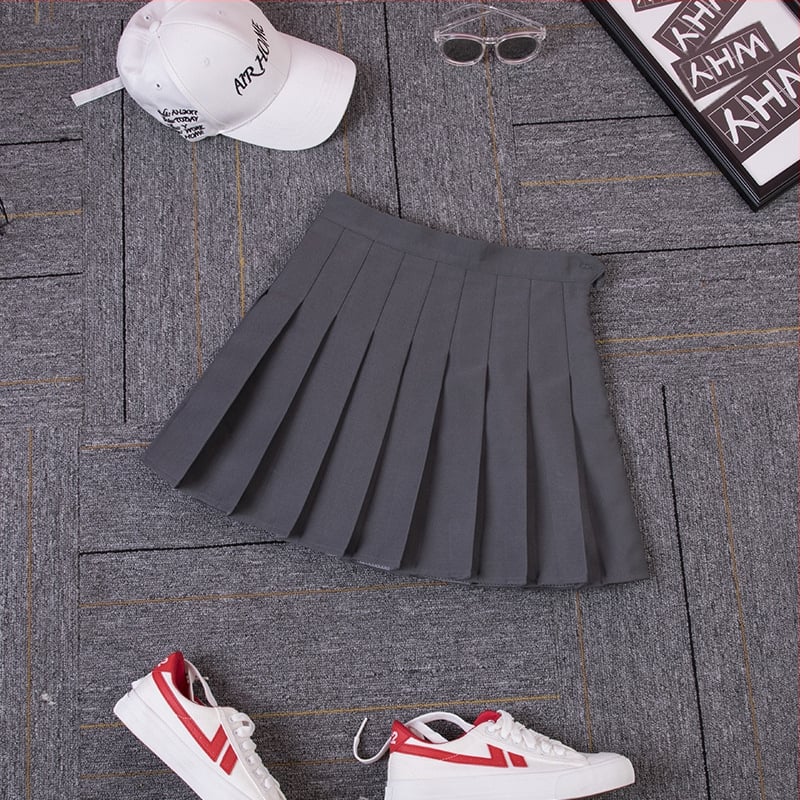 Φούστα με πλισέ, μονόχρωμο σχέδιο, κοντό μήκος, μειξή πολυεστέρα-βισκόζη, ύφασμα crepe, μάρκα Chenxin Chenyi